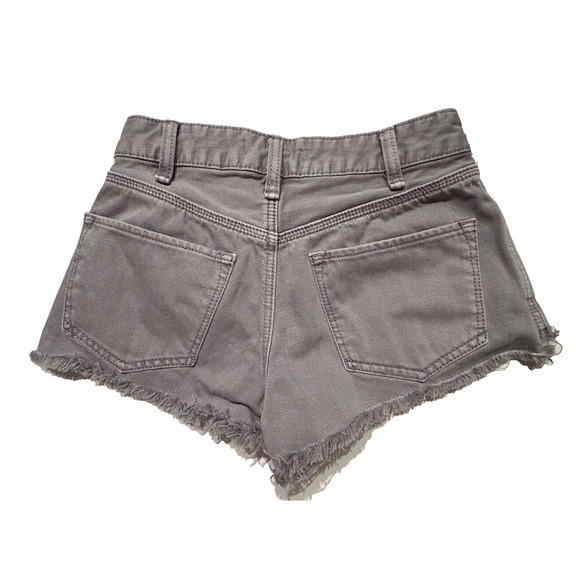 Free People Women's Cut Off Jean Shorts Light Grey Distressed Super Short 24 xs - Picture 3 of 8
